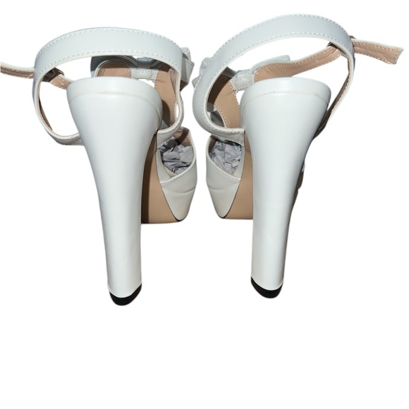 New Elegant white Pump hi heels Peep-Toe Bow platform heels size 9 white pumps - Picture 7 of 13
